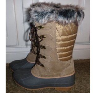 Womens Sporto HAILEY Lace Up Winter Boots Size 7 Faux Fur Quilting Duck NWT